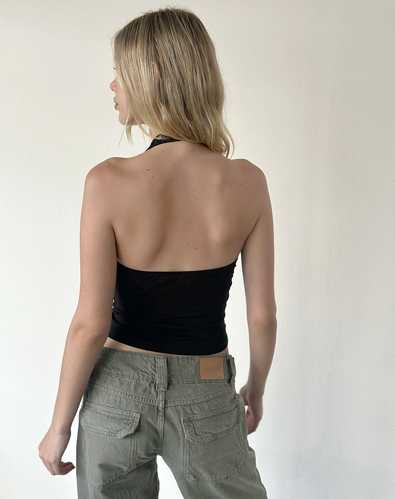 Image of Jugo Halterneck Top in Black with Eyelets