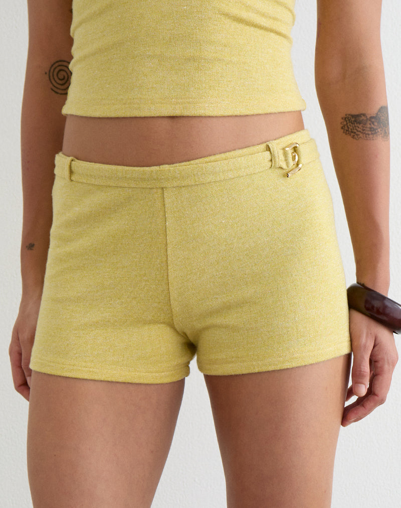 Image of Sera Micro Short in Shimmer Knit Yellow