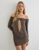 Image of Julitte Mini Dress in Cupro Dark Brown