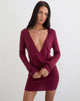 Image of Junbi Wrap Mini Dress in Knit Wine