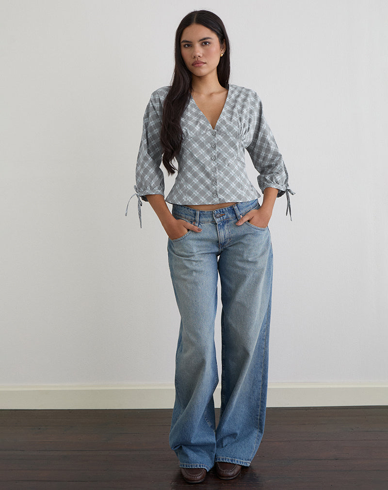 Image of Kadeka Shirt in Poplin Oblique Check Grey