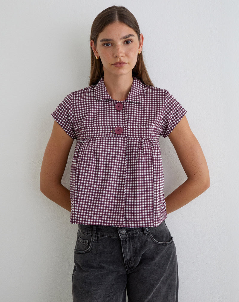 Image of Kaelus Shirt in Mini Gingham Wine