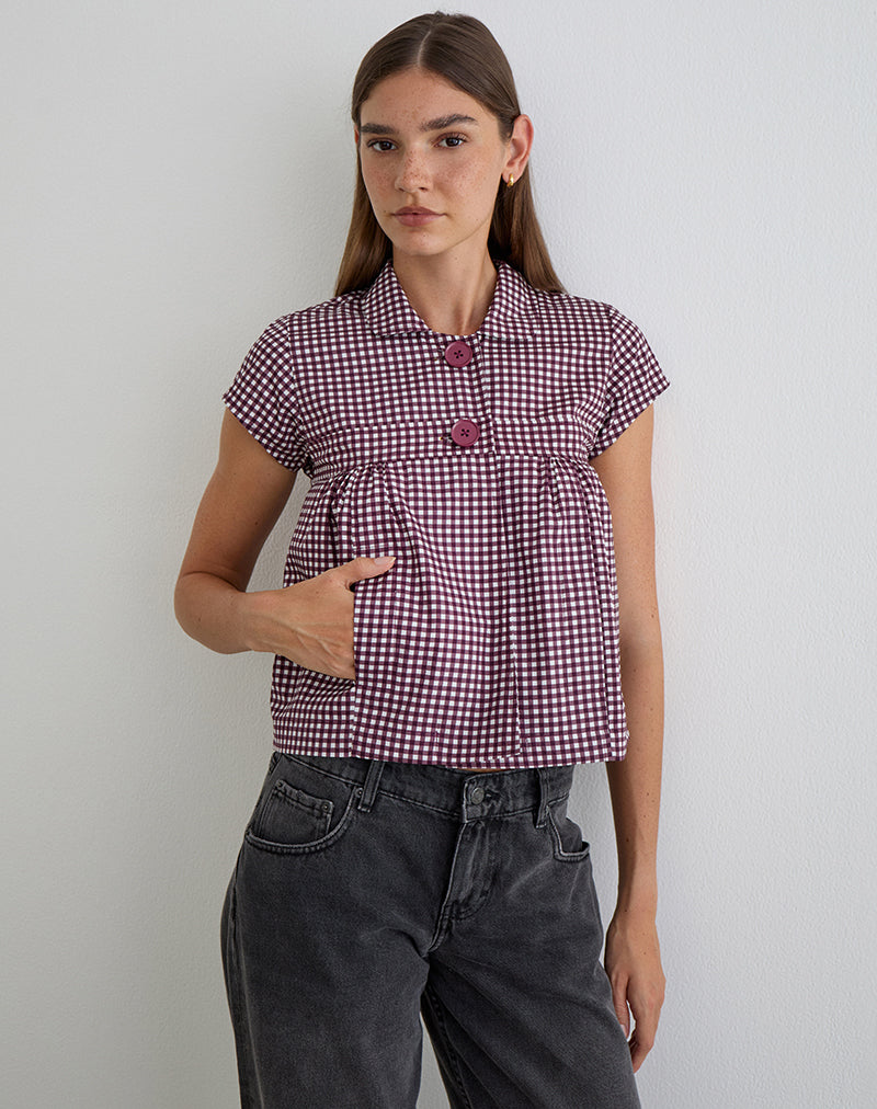 Image of Kaelus Shirt in Mini Gingham Wine
