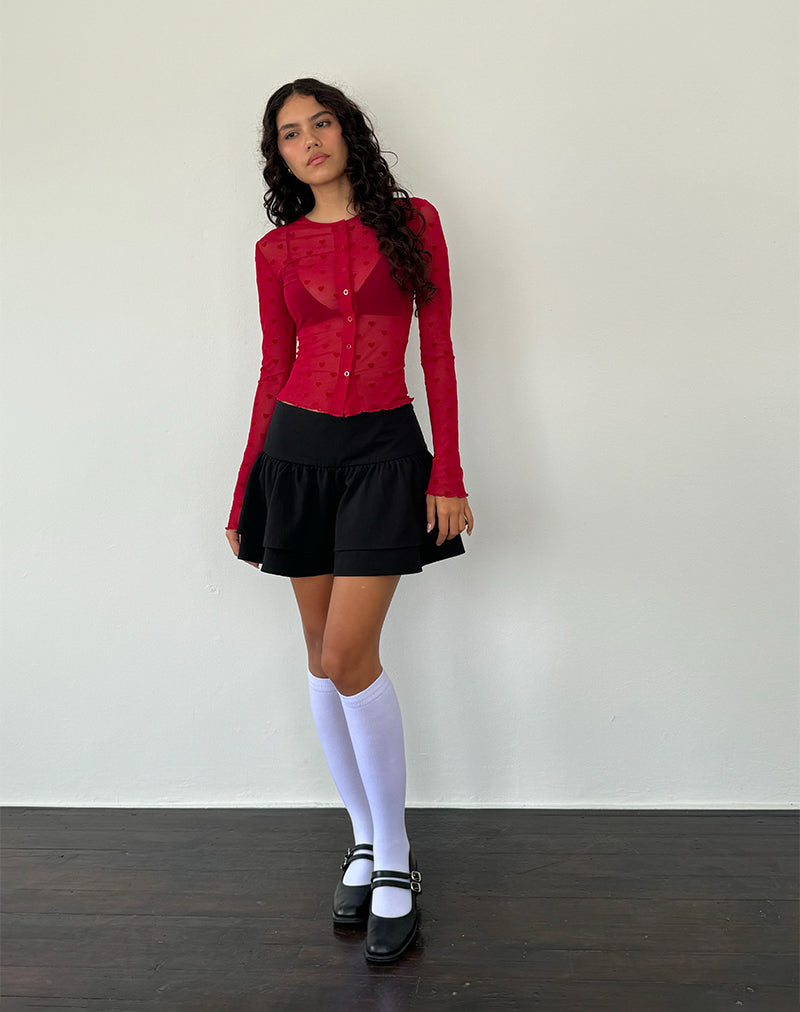 Kahula Shirt in Red Heart Flocked Mesh