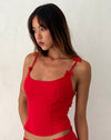 Image of Kaida Bow Detail Corset Top in Tailoring Red