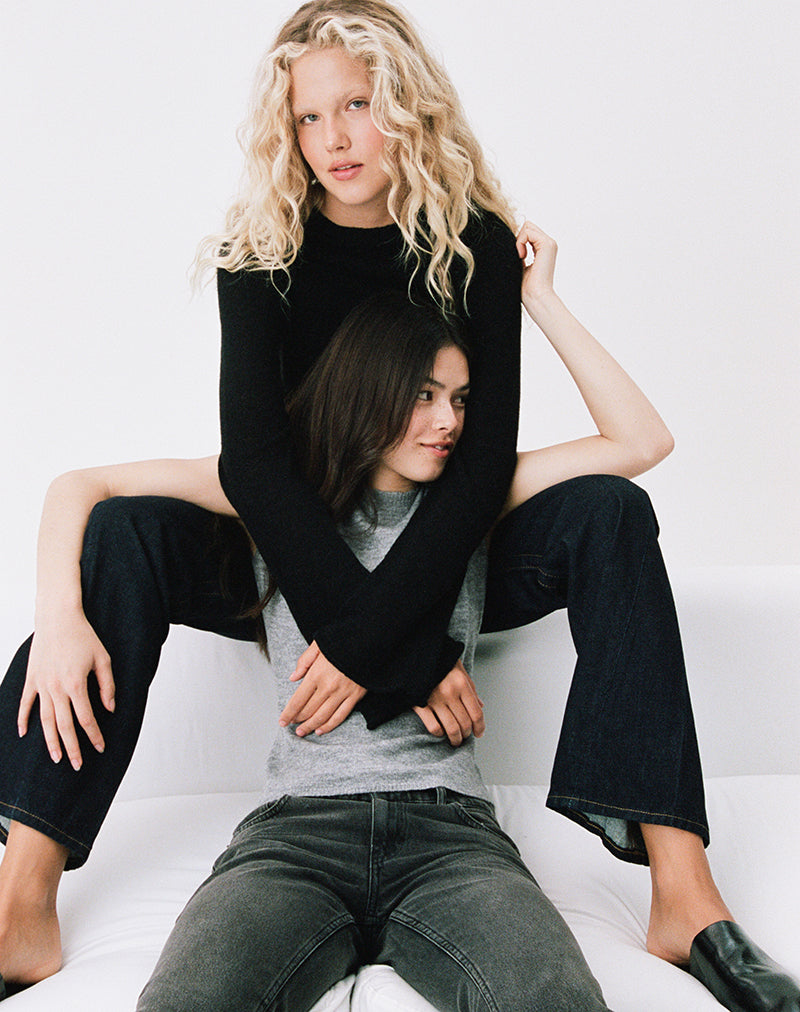 Image of Kaleo Roll Edge Jumper in Knit Black