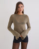 Image of Kaleo Roll Edge Jumper in Knit Khaki
