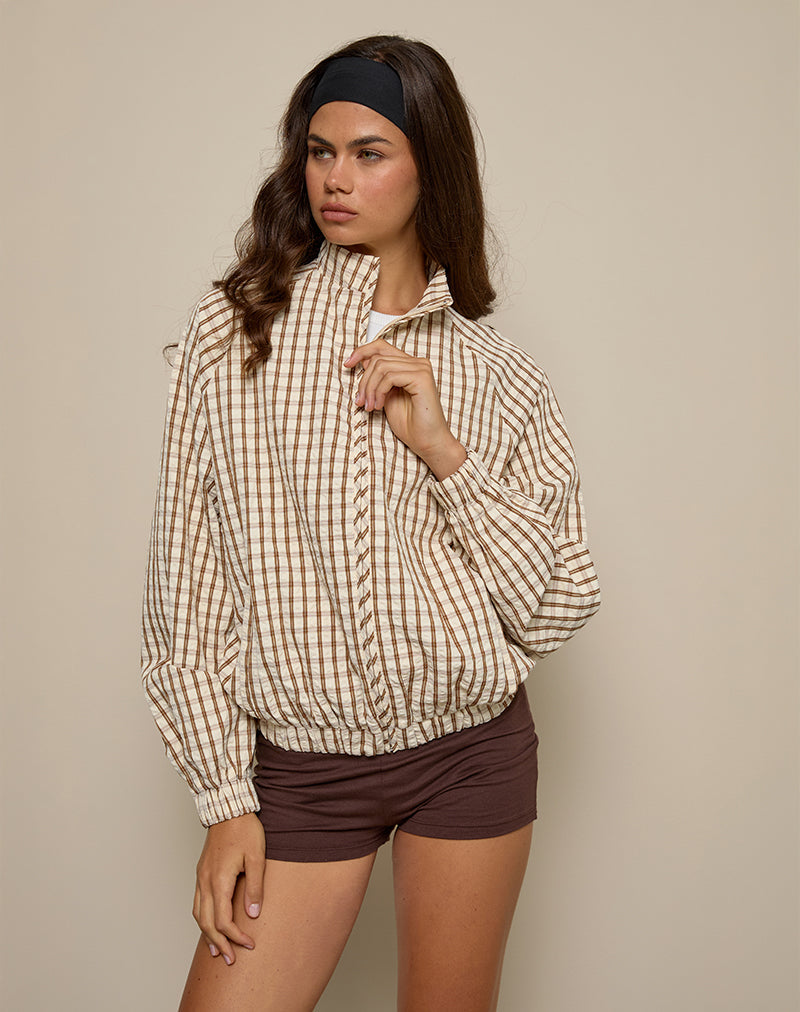 Image of Kalle Shell Jacket in Brown Check