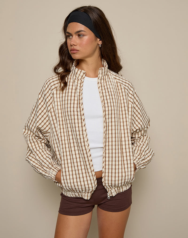 Image of Kalle Shell Jacket in Brown Check