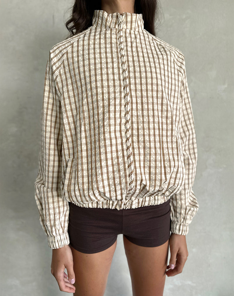 Image of Kalle Shell Jacket in Brown Check