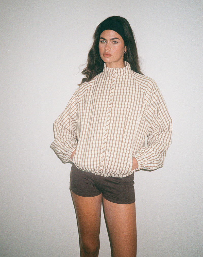 Image of Kalle Shell Jacket in Brown Check