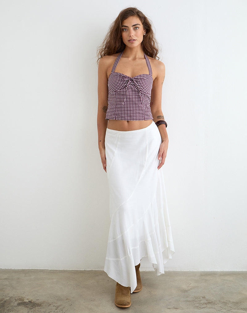 Image of Kampi Halterneck Top in Mini Gingham Wine