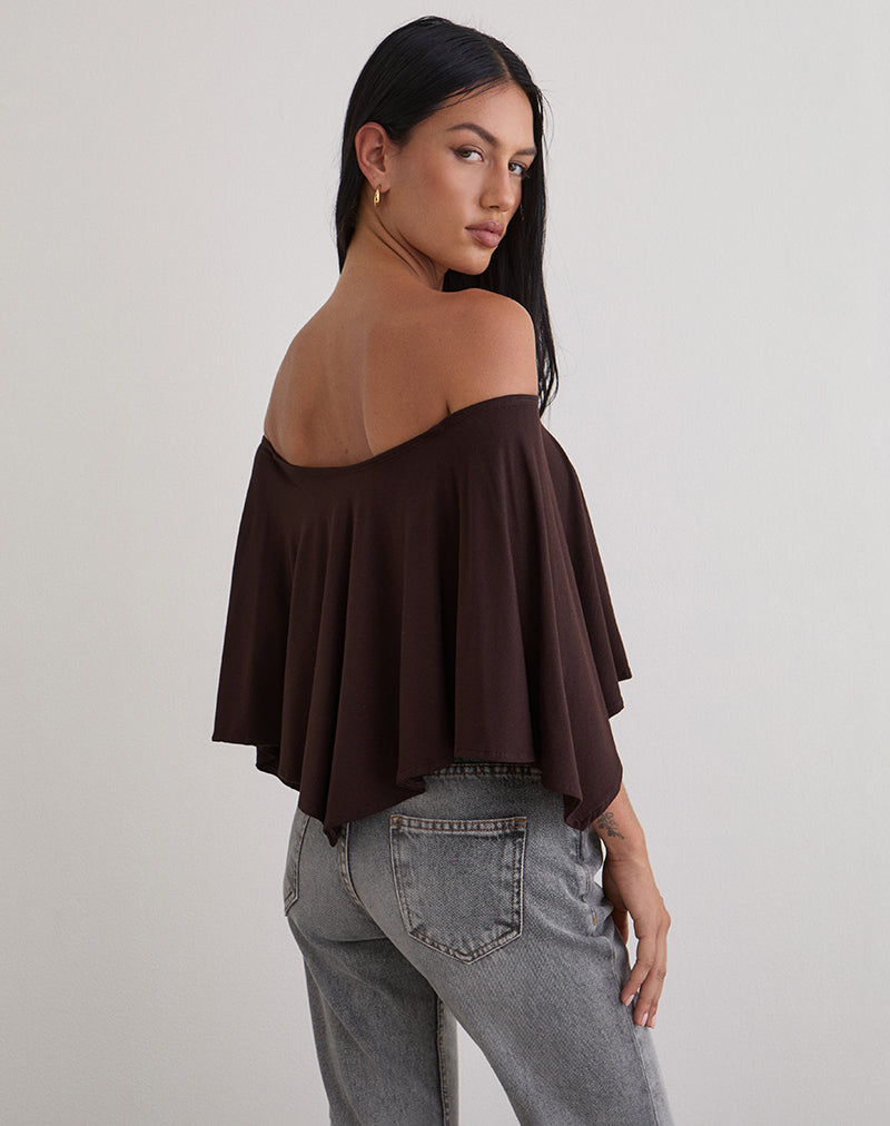 Image of Kanela Slouch Poncho in Jersey Bitter Chocolate