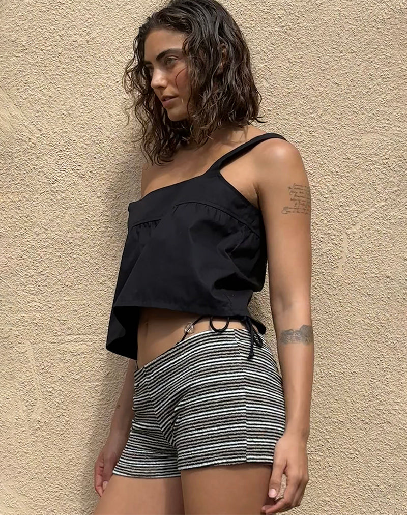 Image of Eunia Short in Black and Brown Stripe