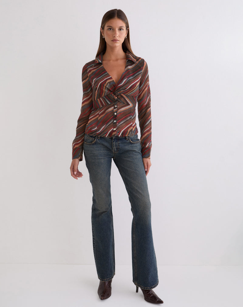 Image of Karisma Shirt in Chiffon 70's Shadow Stripe