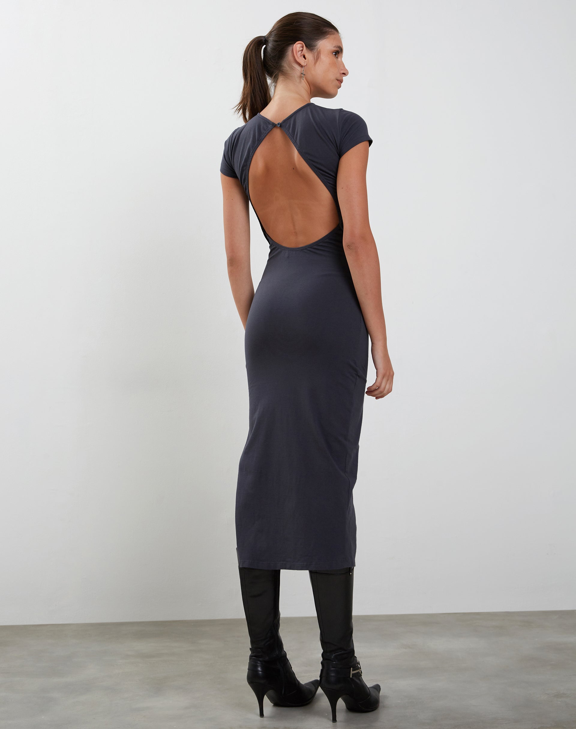 Image of Kasor Open Back Midi Dress in Ocean Storm