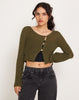 Image of Kazayo Long Sleeve Knit Top in Chive Green