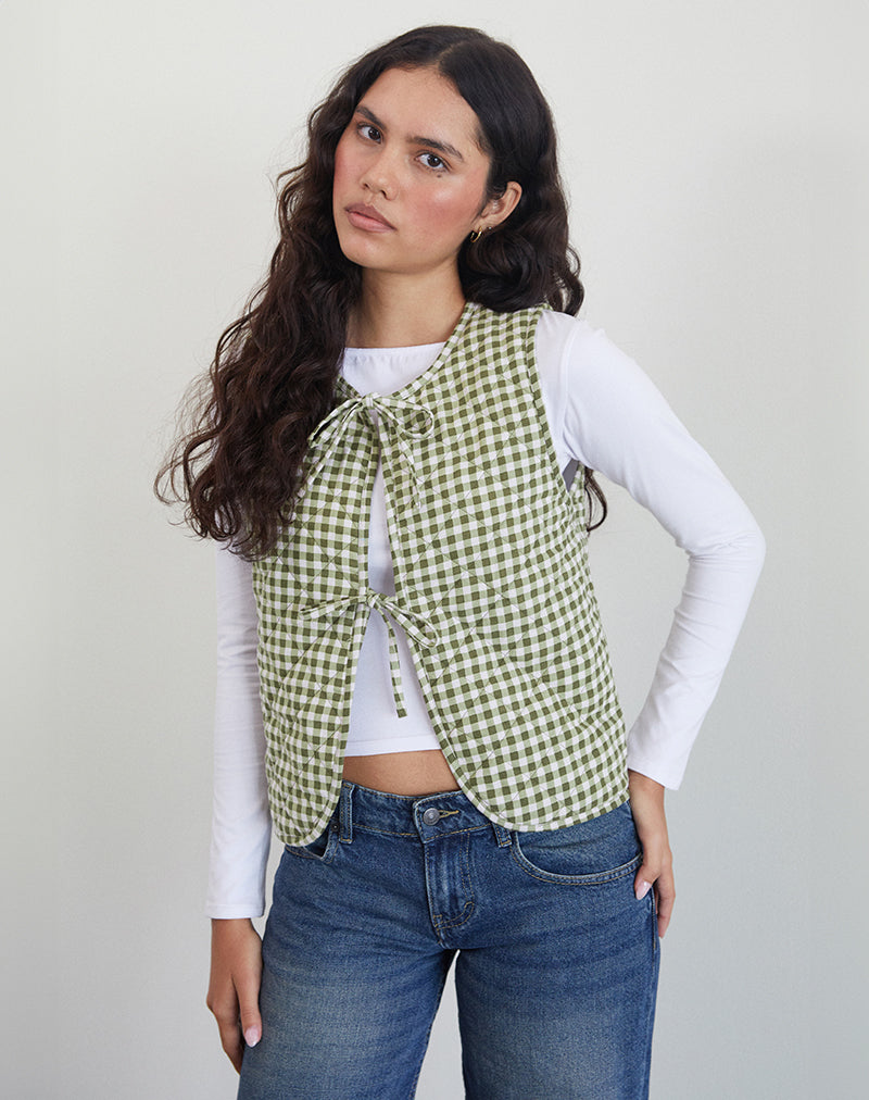 Image of Kitza Vest in Olive Gingham