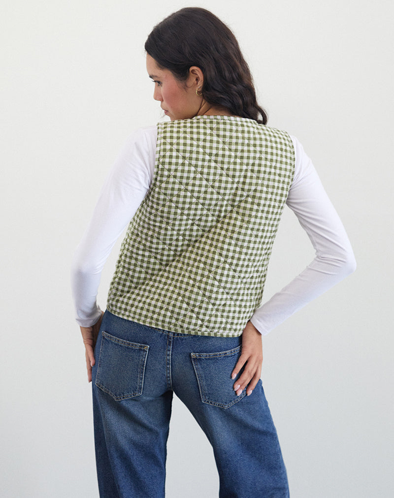 Image of Kitza Vest in Olive Gingham