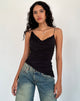 Image of Kofi Asymmetric Ruched Cami Top in Black Slinky