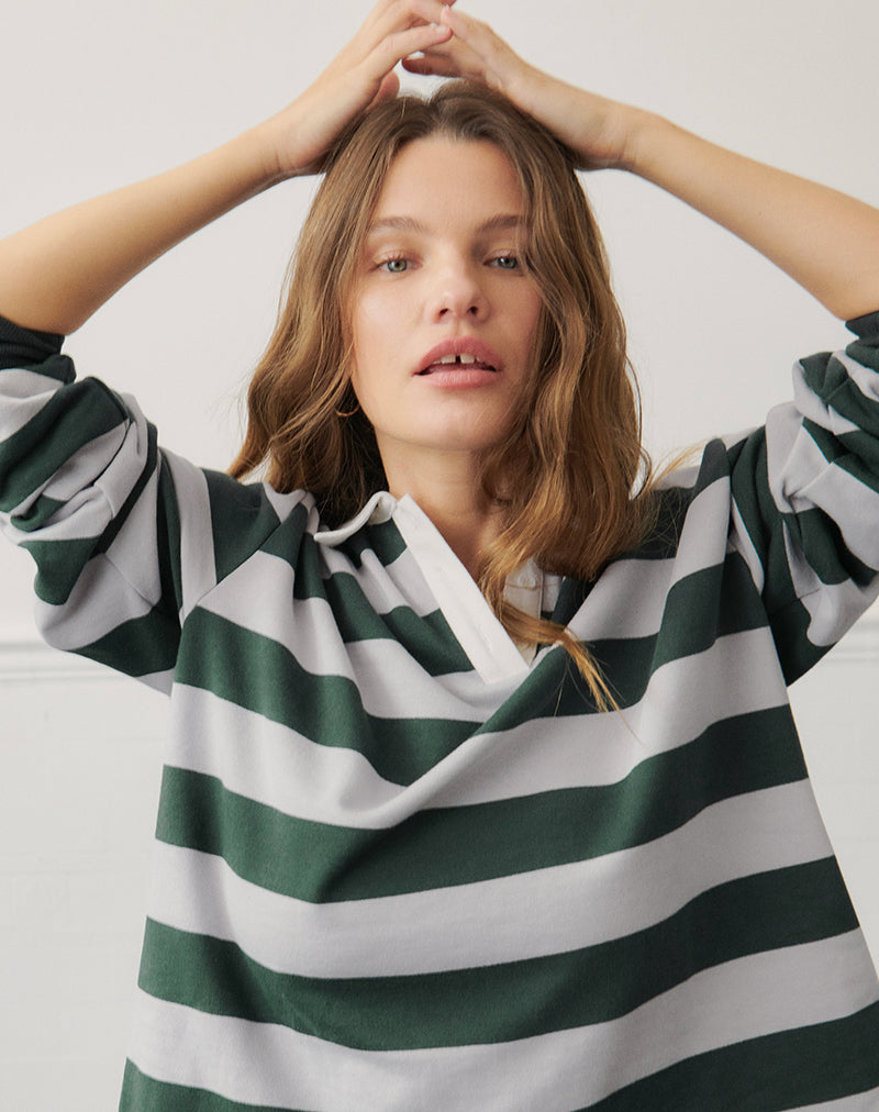 Kumara Rugby Shirt in Green, Khaki and White