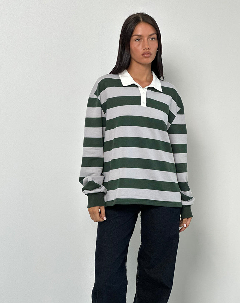 Image of Kumara Rugby Shirt in Green, Khaki and White