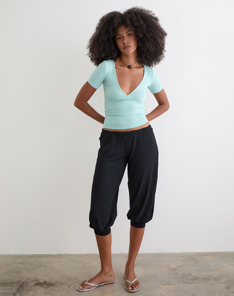 Image of Kurty Capri Trouser in Rayon Jersey Black