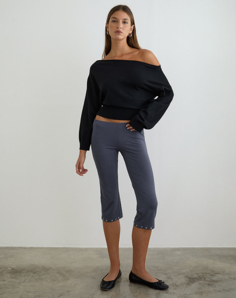 Kyogai Capri Trouser in Jersey Ocean Storm with Eyelets