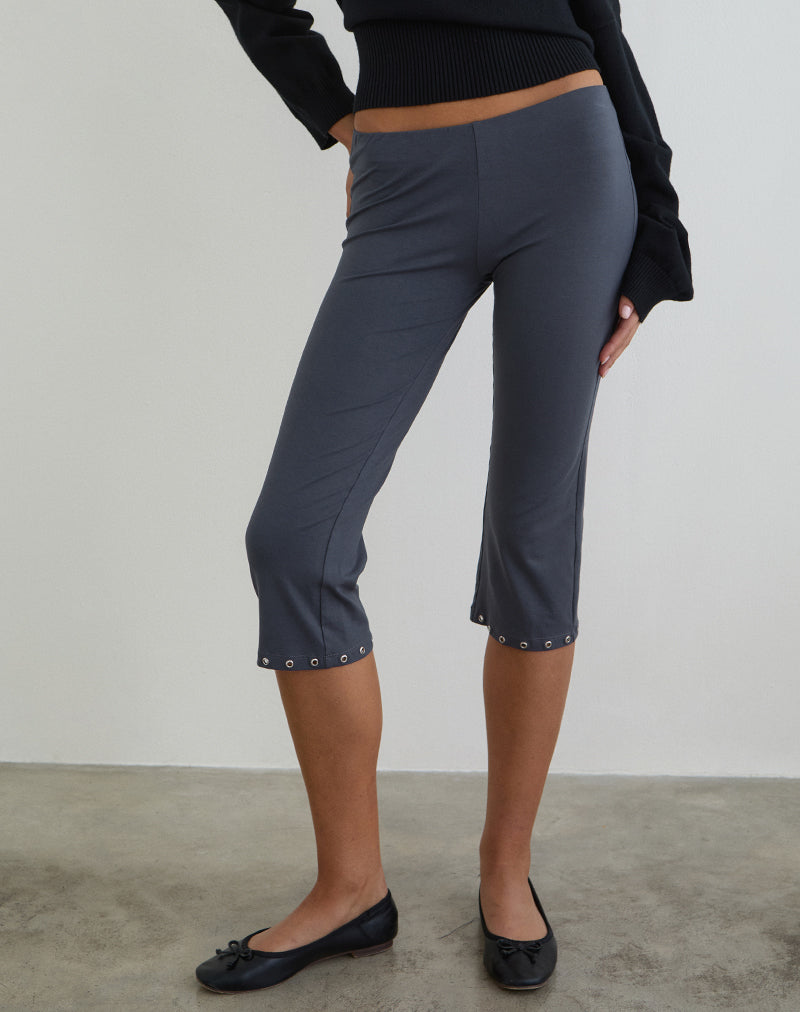Kyogai Capri Trouser in Jersey Ocean Storm with Eyelets