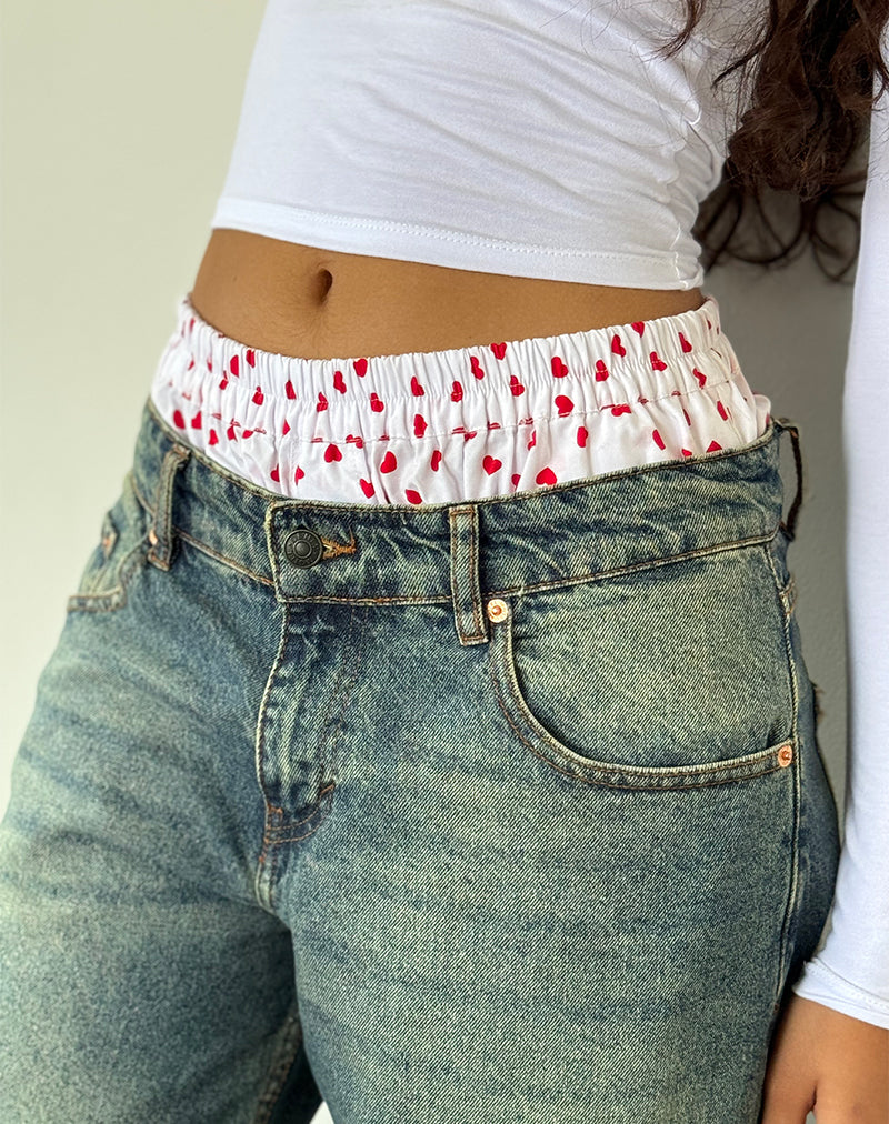 Laboxe Shorts in White Red Hearts