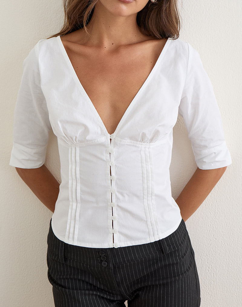 Image of Lailas Blouse in Poplin White
