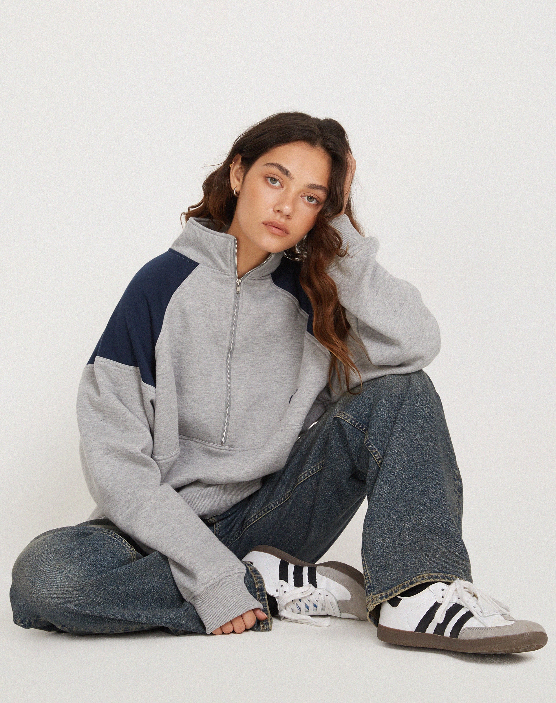 Grey Marl Navy Sweatshirt | Laksa – motelrocks-com-eur