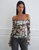 Image of Laluna Top in Silhouette Leaf Ivory Black