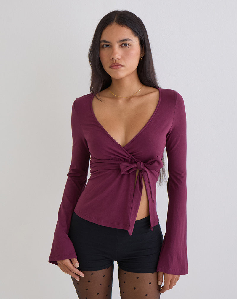 Top cruzado Lamae en morado oscuro