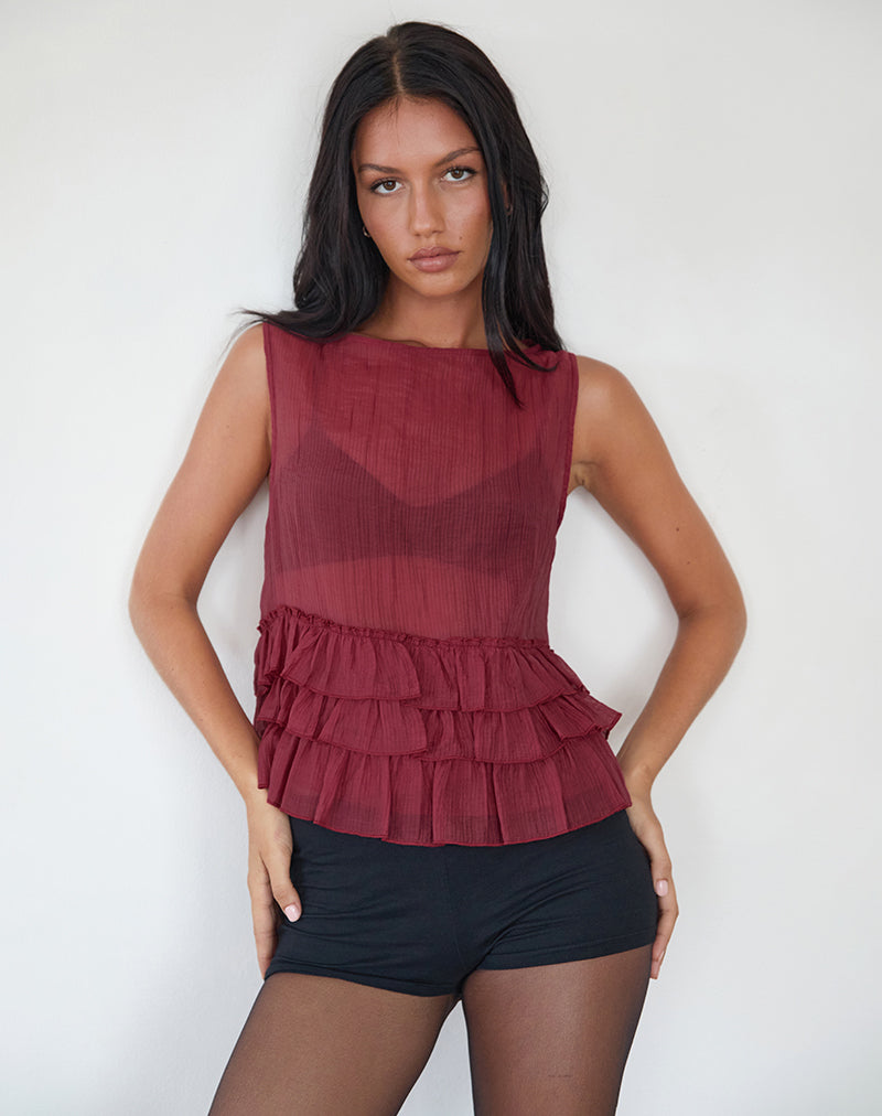 Lamina Unlined Blouse in Maroon