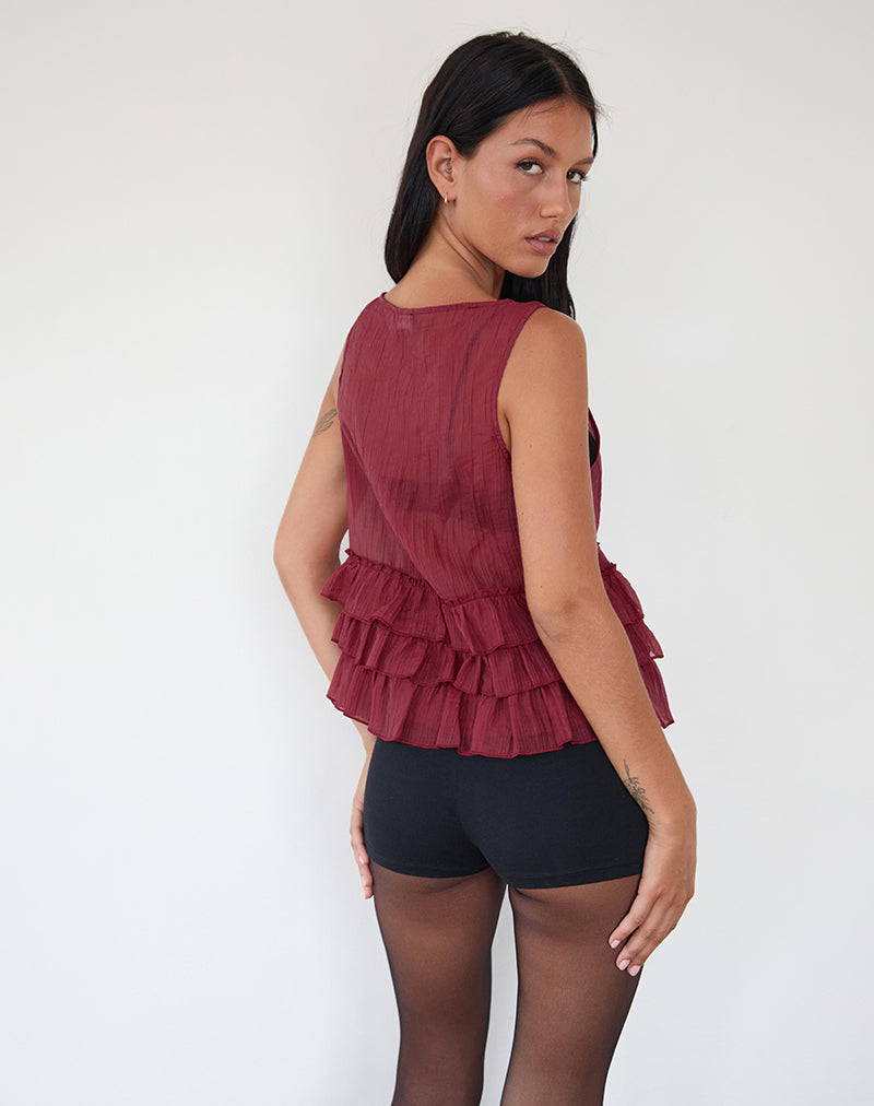 Image of Lamina Unlined Blouse in Maroon