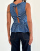 Image of Lanzo Tie Back Top in Poplin Navy Tartan