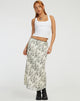 image of Lassie Maxi Skirt in Butterfly Vine Flock White