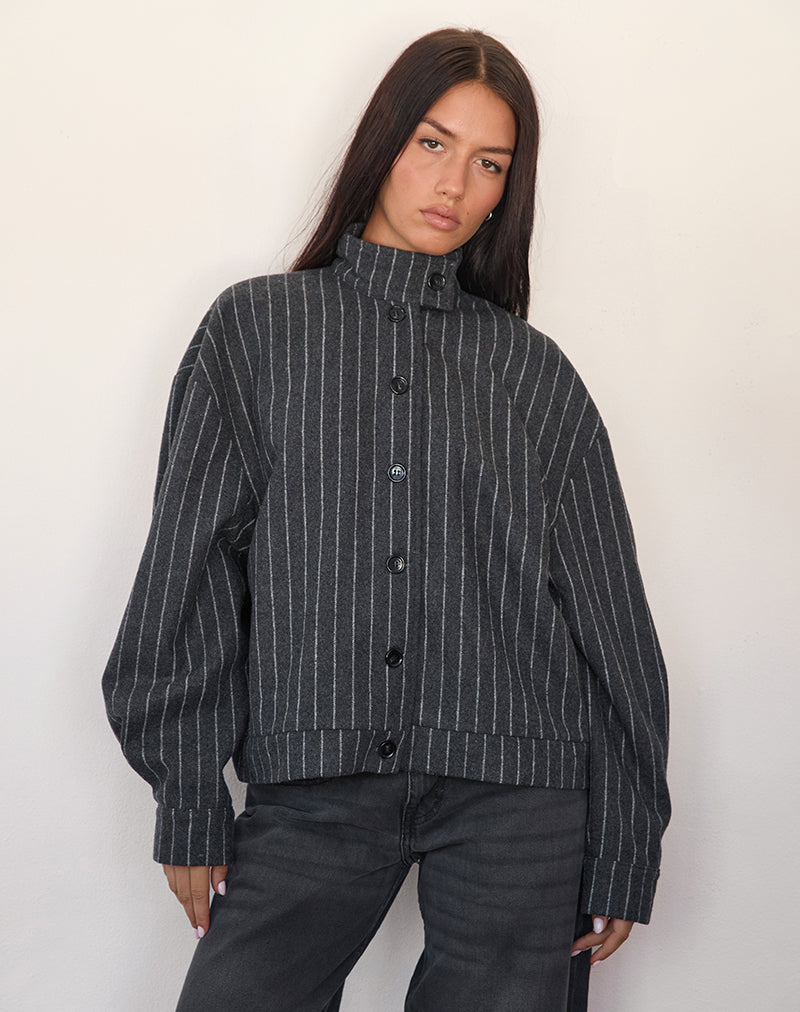 Lastika Jacket in Charcoal Pinstripe