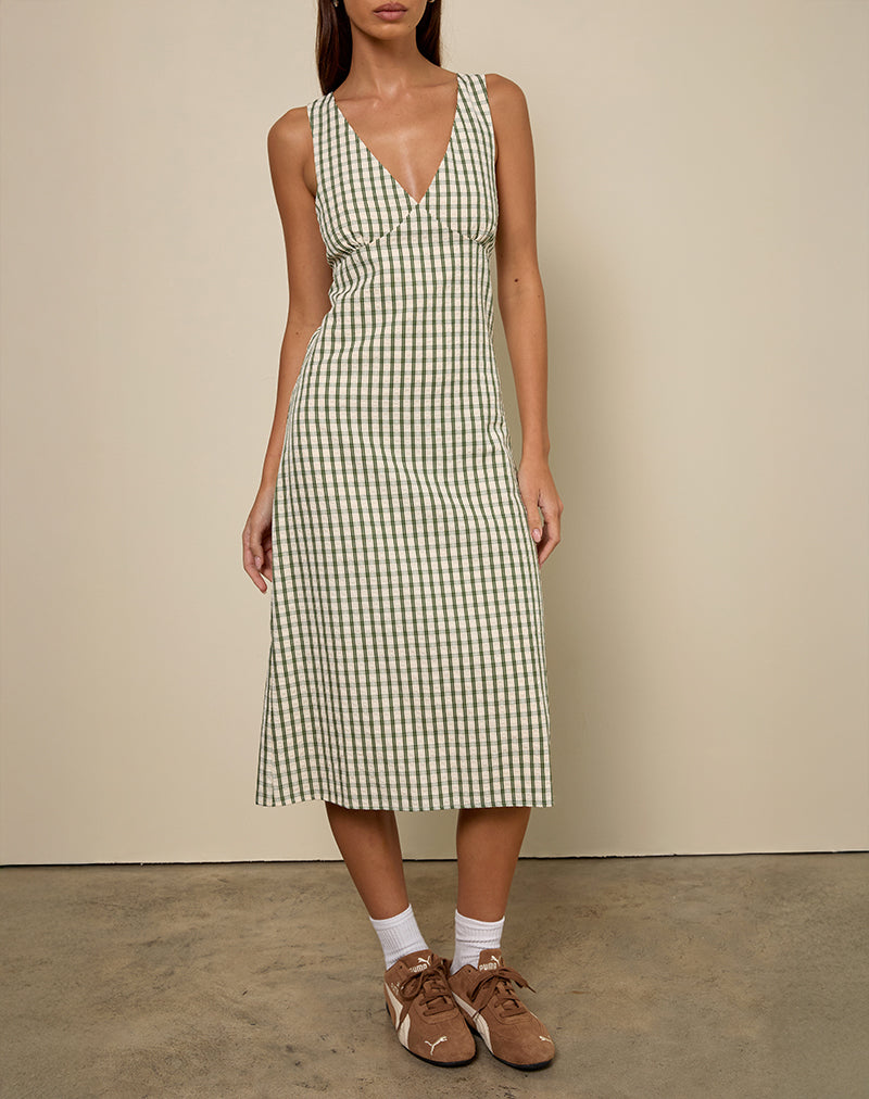 Image of Lavisha Midi Dress in Green Check