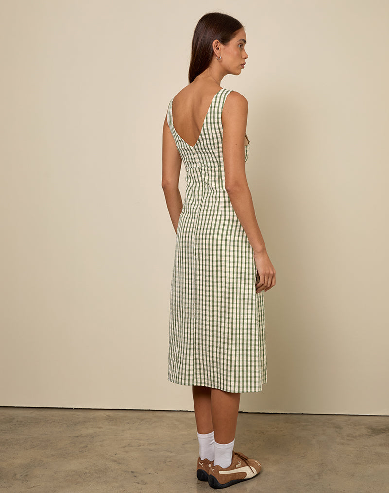 Image of Lavisha Midi Dress in Green Check