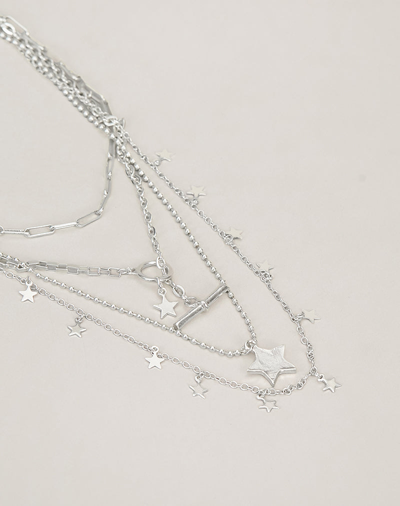 Image of Image of Silver Plated Star Layer Necklace