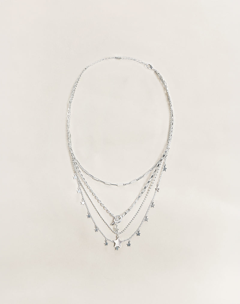 Silver Plated Star Layer Necklace