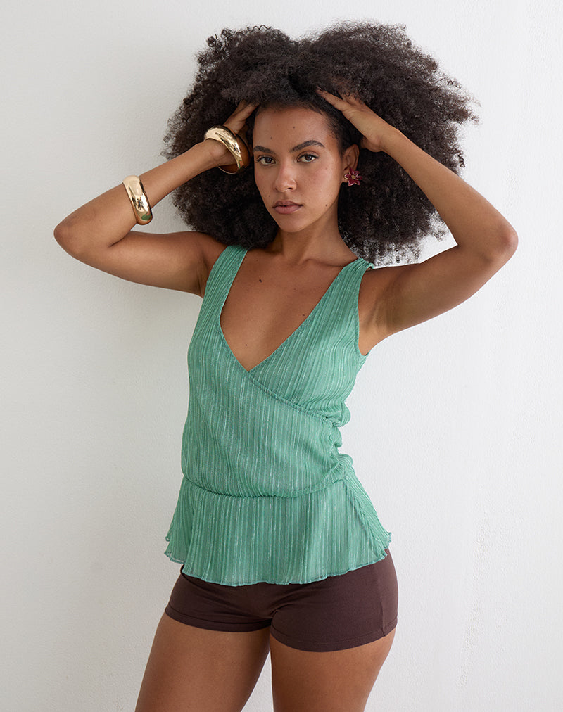 Layu In English Turquoise Blue Plunge Wrap Top | Layu – motelrocks-com-eur