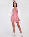 image of Leana Mini Dress in Ditsy Butterfly Peach and Red