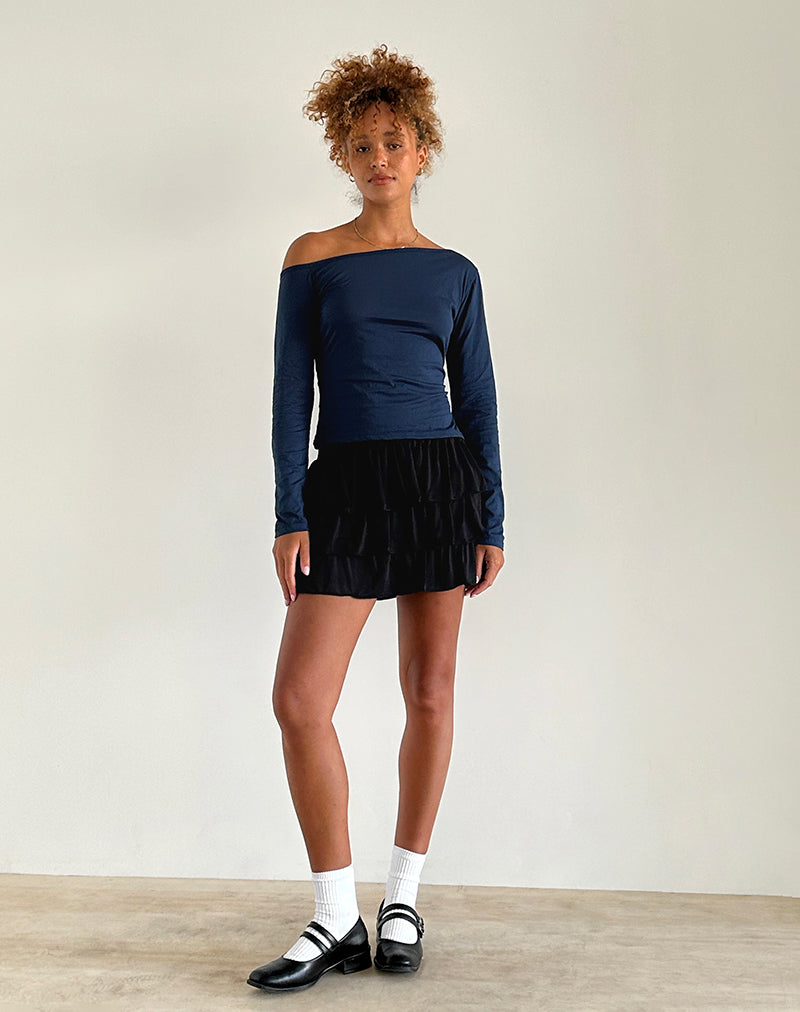 Image of Ledez Asym Slouchy Top in Navy Tissue