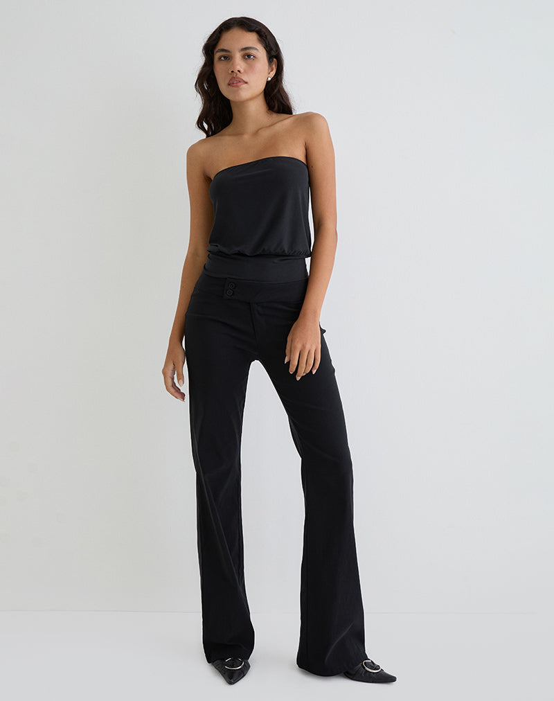 Leocadia Bandeau Top in Cupro Black