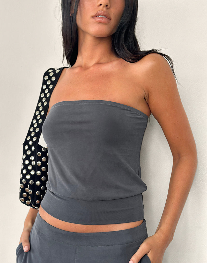 HAUT BANDEAU LEOCADIA CUPRO GRIS FONCÉ 4