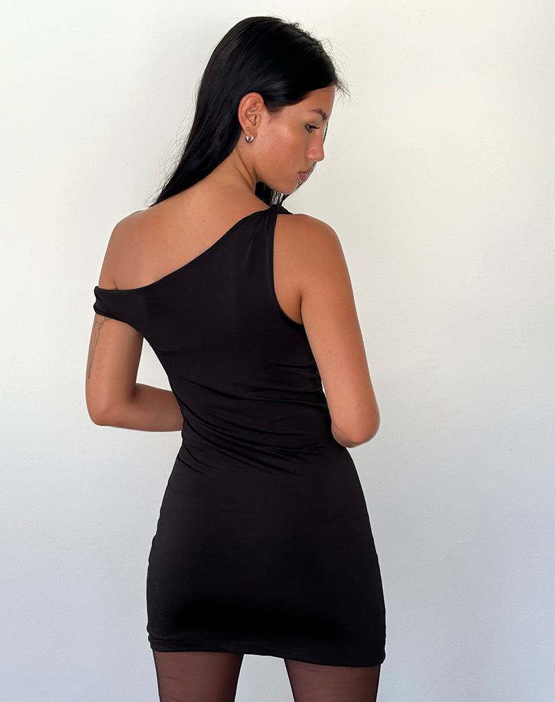 Slony Low Back Mini Dress in Black Lycra