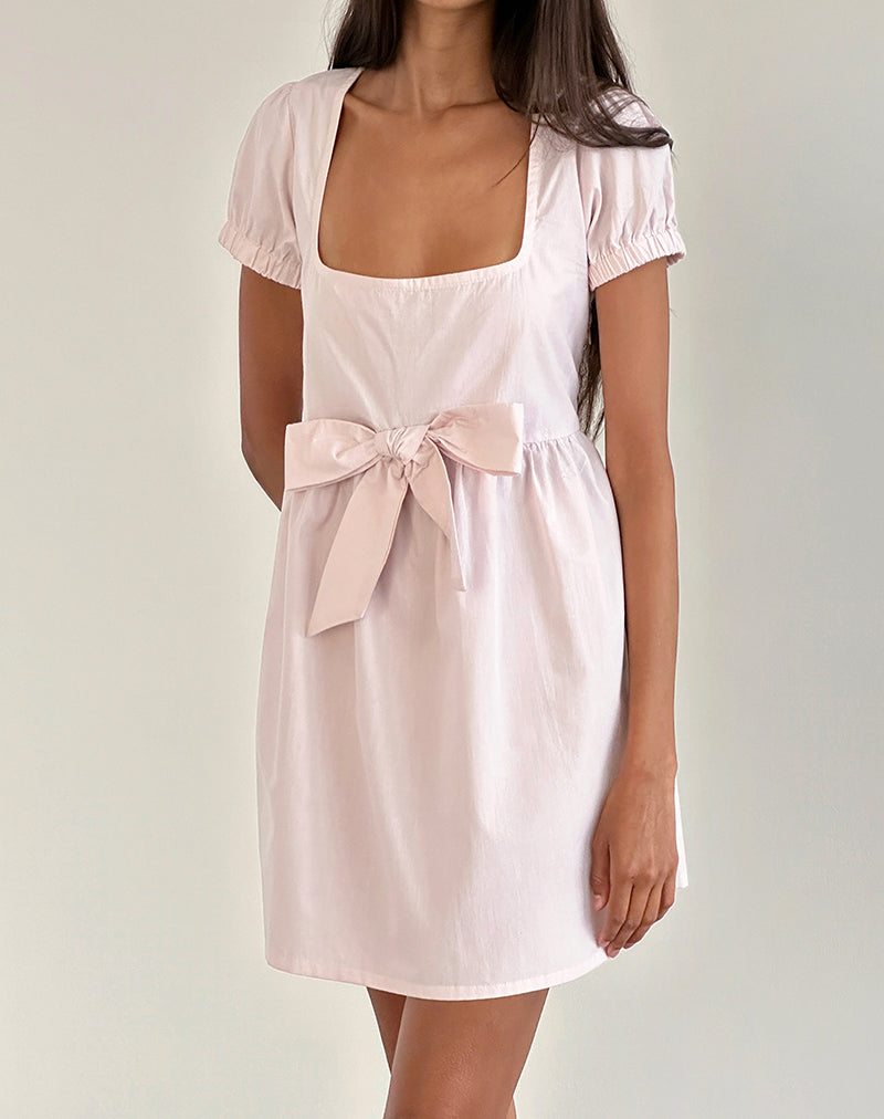 Robe courte Leshiana en popeline rose clair